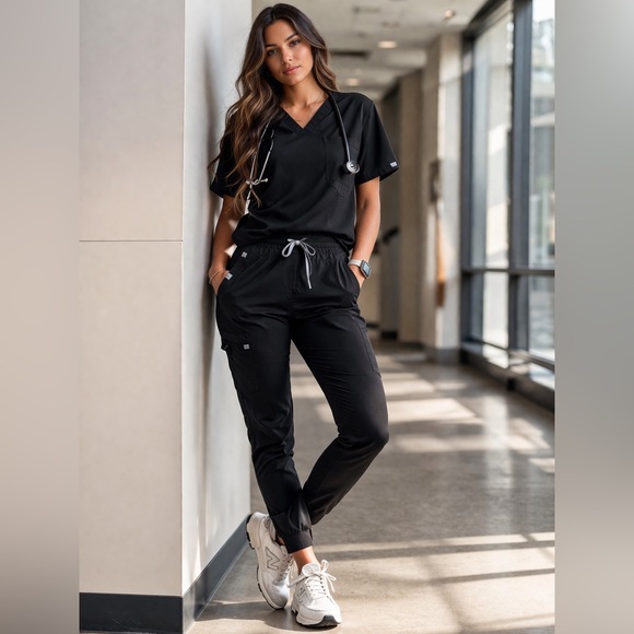 Figs Pants - FIGS Scrub Set Black XL Top XLP Jogger Pants Medical Uniform